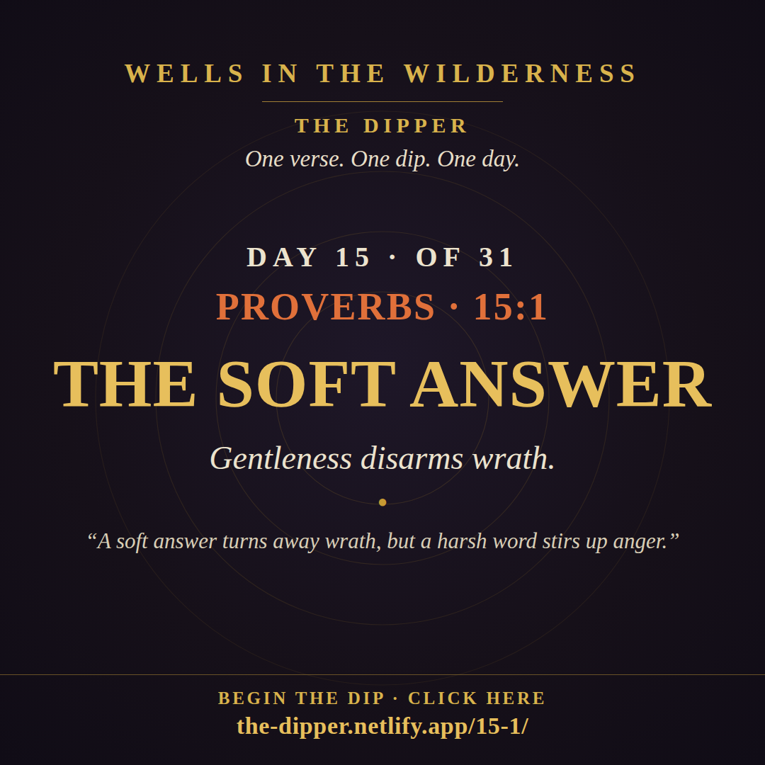 The Dipper — Day 15 of 31, Proverbs 15:1: The Soft Answer