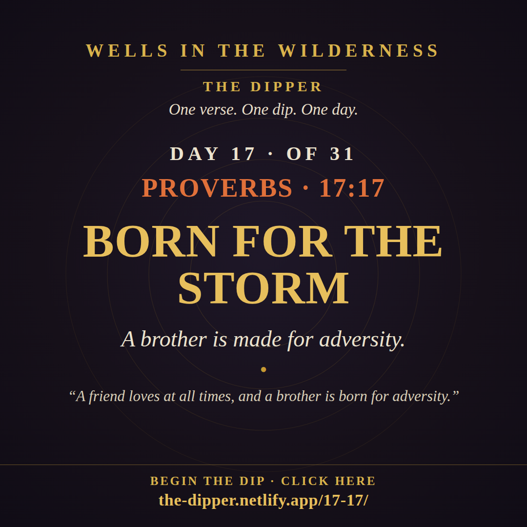The Dipper — Day 17 of 31, Proverbs 17:17: Born for the Storm